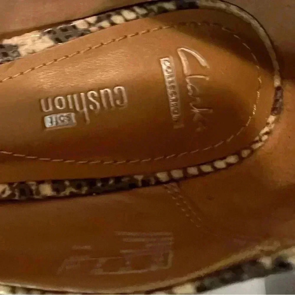 Clarks Collection Wedge Heels Leather Snake Skin Black Blend Round Toe - Picture 4 of 7